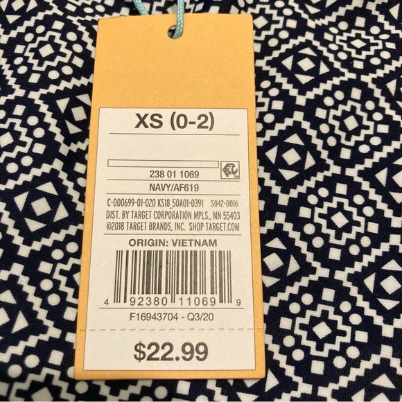 Kona Sol Halter Takini Swim Suit Top Navy White Pattern XS Bathing Suit Padded - Picture 3 of 5